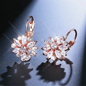 NEW Sparkling Bling Swarovski Crystal Rhinestone Snowflake Earrings + Gi…